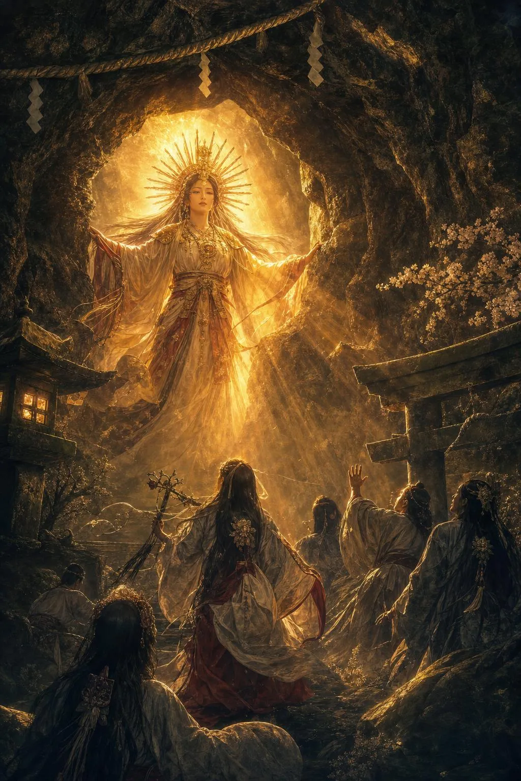 天照大神从岩户中现身，光明重新照临高天原